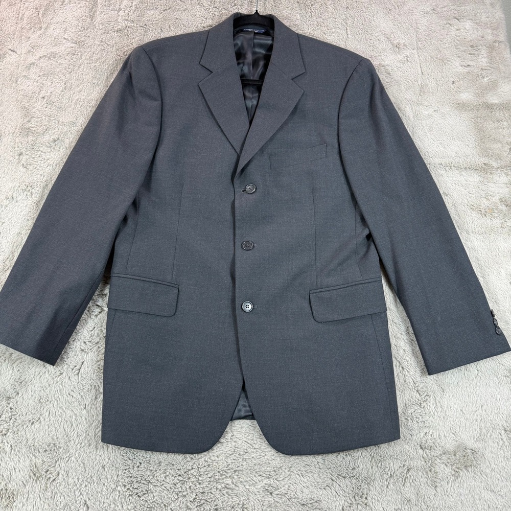 Brooks Stretch Wool Blend Blazer Jacket Men 39R Regular Fit Gray Career business